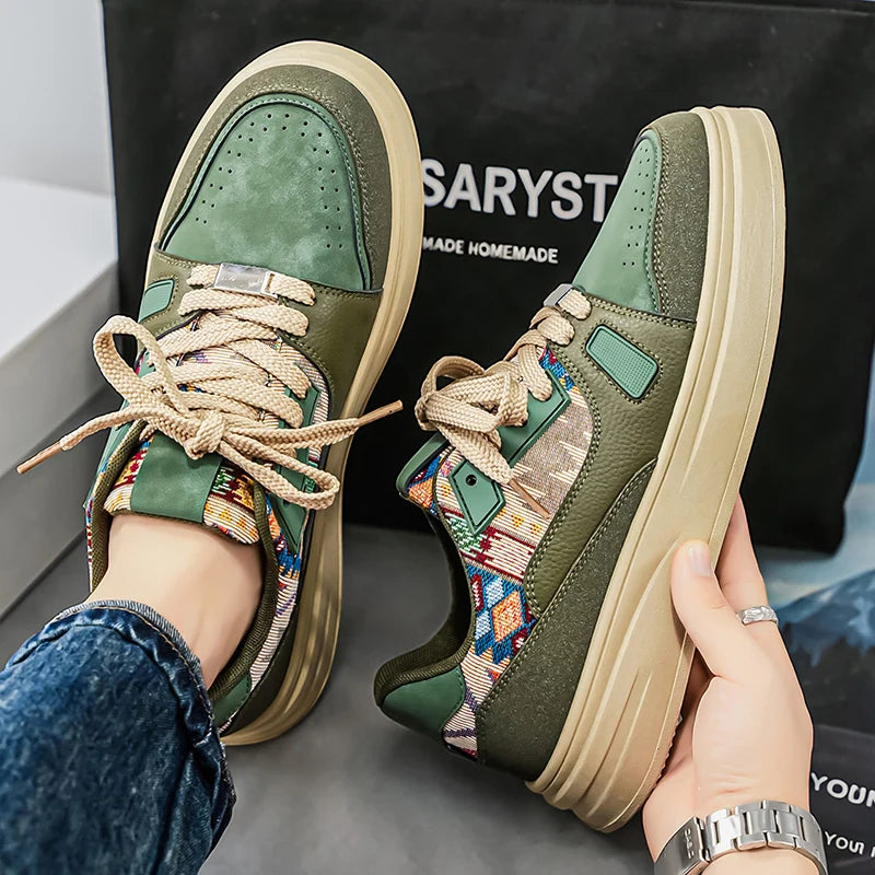 FBA Men's Low Top Breathable Board Shoes | Casual Thick Soled Sneakers
