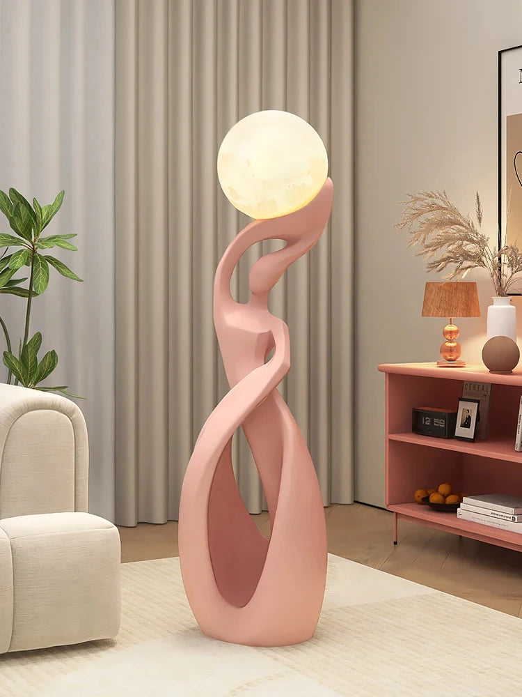 Abstract Art Luminous Floor Sculpture | Nordic Resin Figurine for Living Room & Entryway Decor