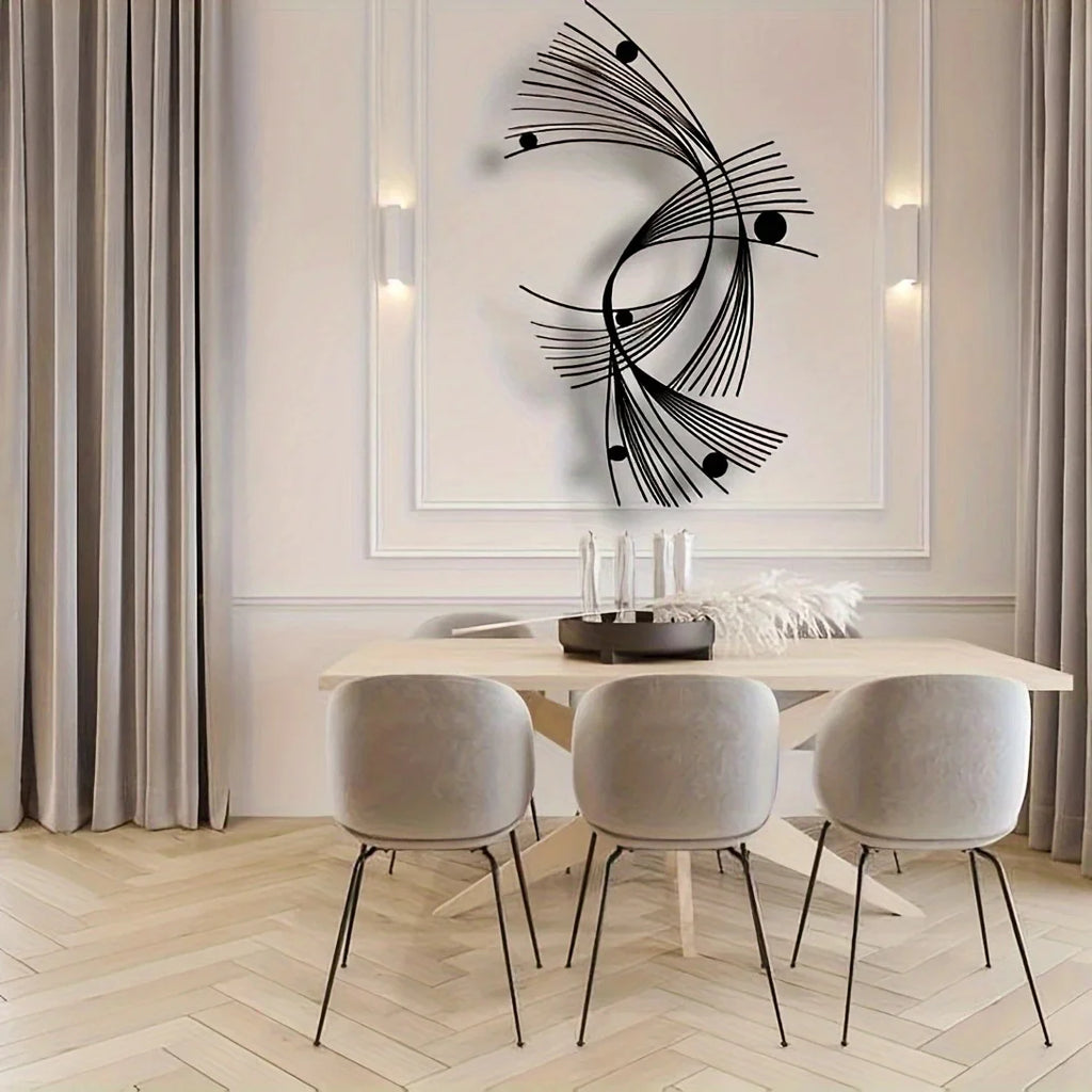 Modern Abstract Geometric Metal Wall Art | Minimalist Linear Sculpture for Home & Office Decor
