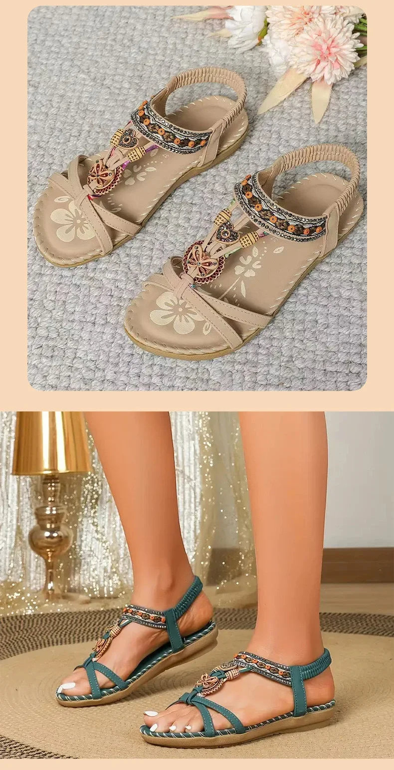 FBA Women's Plus Size Rhinestone Platform Sandals | Summer Fashion Shoes