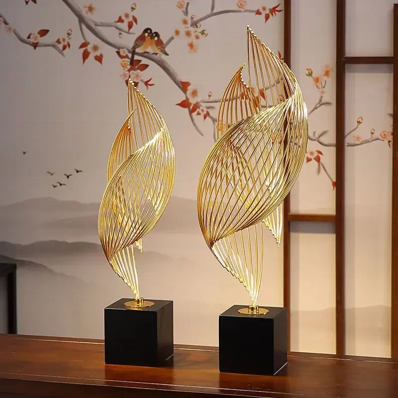 Abstract Gold Metal Sculpture | Modern Home & Office Decor Statue