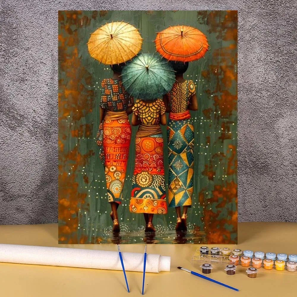 African Woman Paint by Numbers Kit | DIY Oil Painting on Canvas | Wall Art Gift
