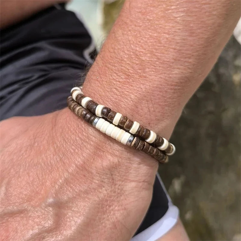 FBA Bohemian Multilayer Leather Wristband Bracelet | Men's Hand Woven Jewelry