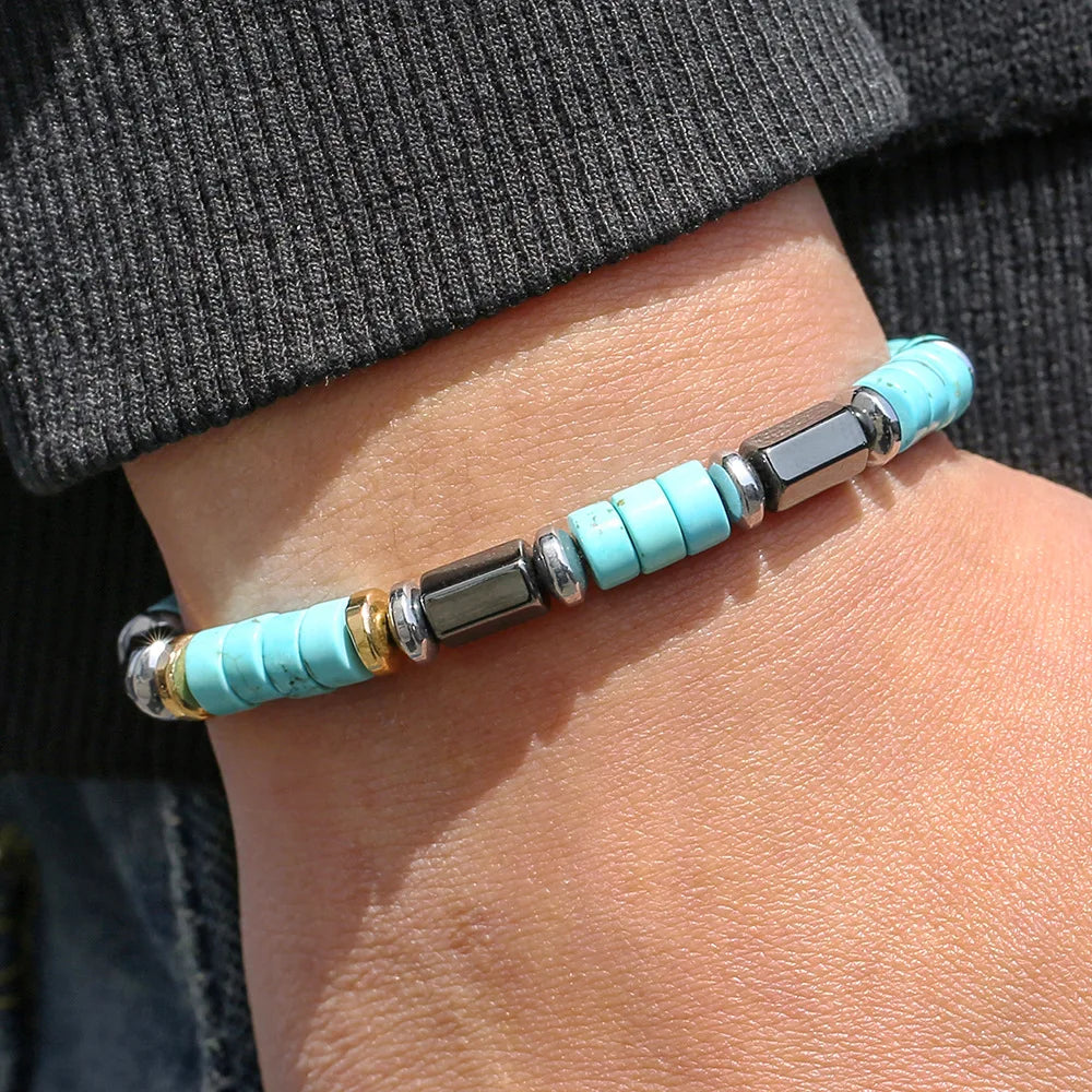 FBA Minimalist Turquoise Bead Bracelet for Men | Casual Jewelry Gift