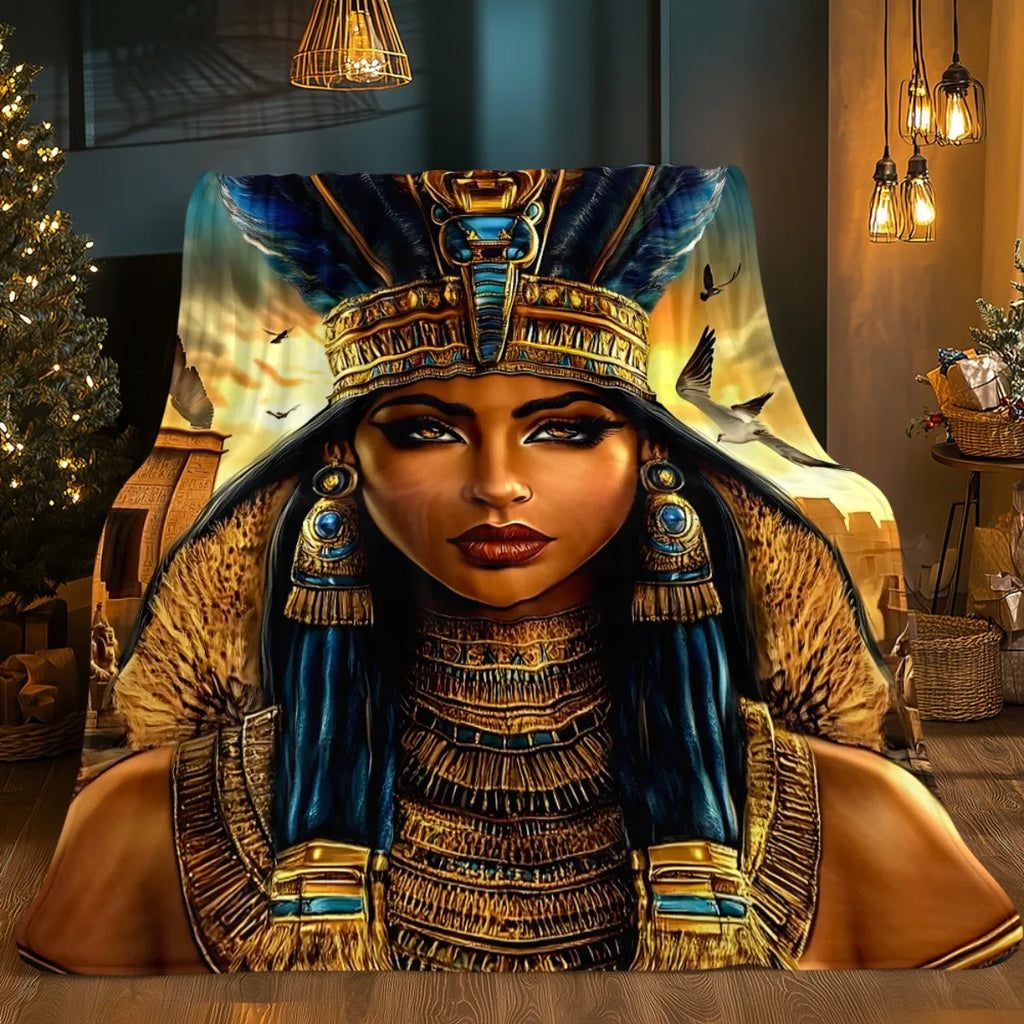 Egypt Queen Cleopatra Fleece Throw Blanket | FBA Vibes