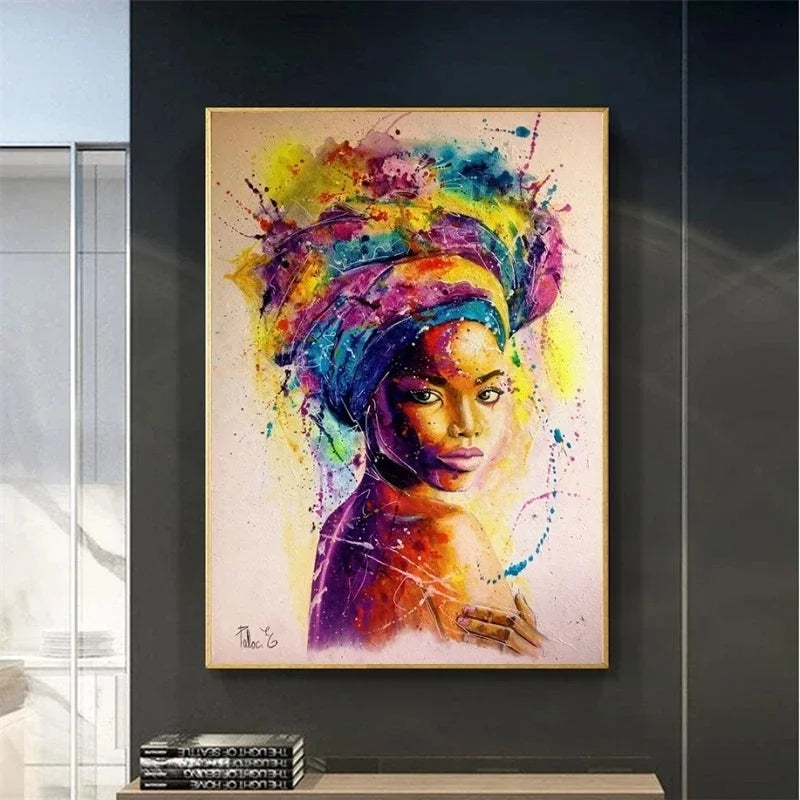 Abstract African Woman Canvas Print | Modern Girl Wall Art for Living Room