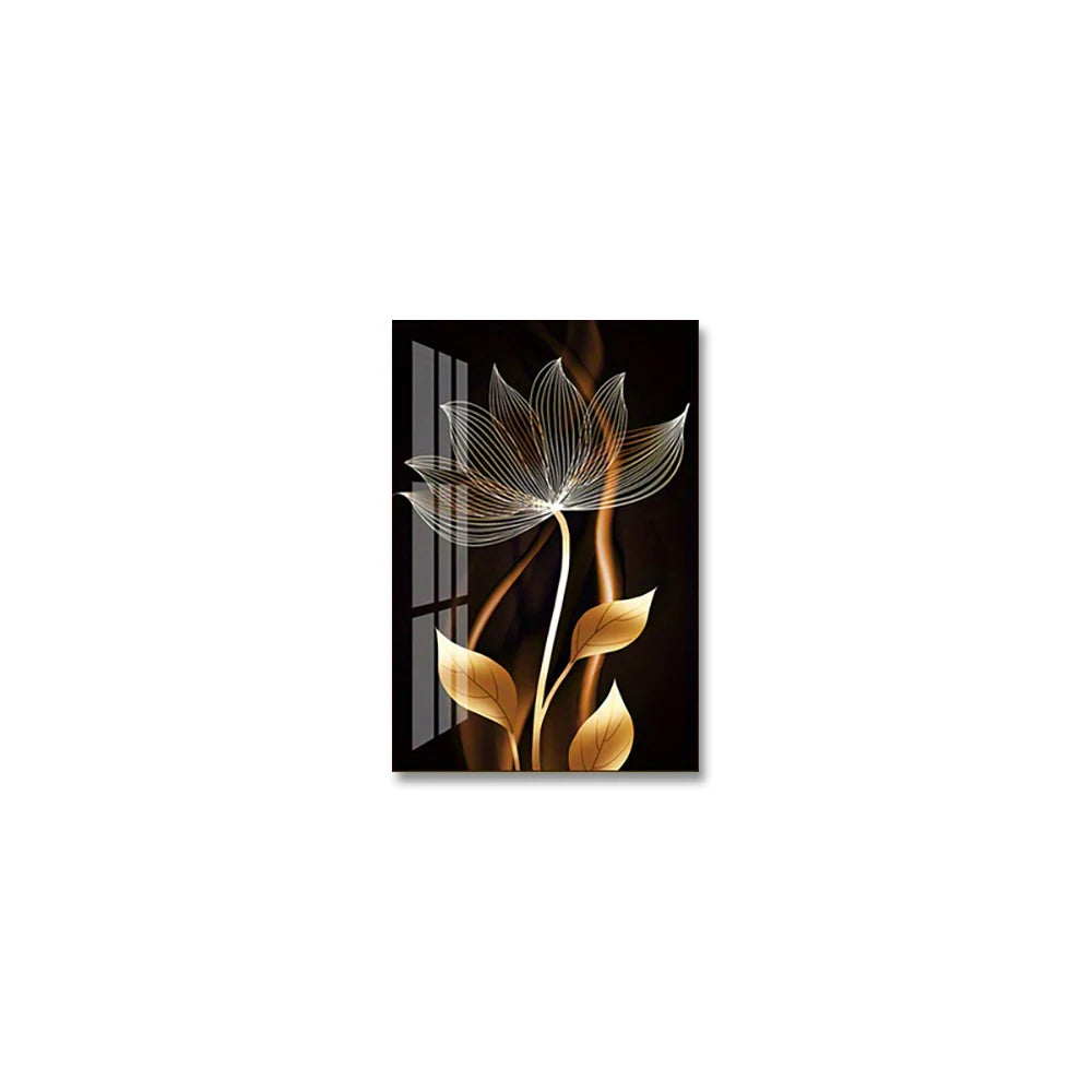 Black & Gold Flower Canvas Print | Modern Abstract Wall Art for Living Room Home Decor