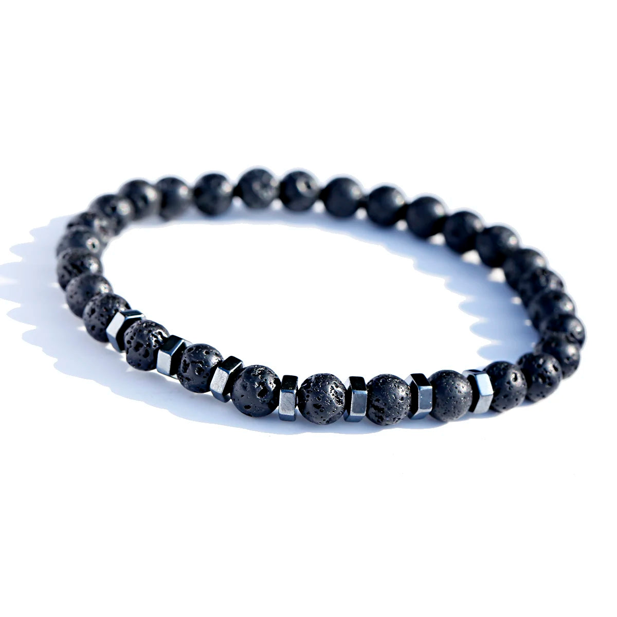 FBA Natural Stone Matte Black Beaded Bracelet | Yoga Jewelry for Men & Women