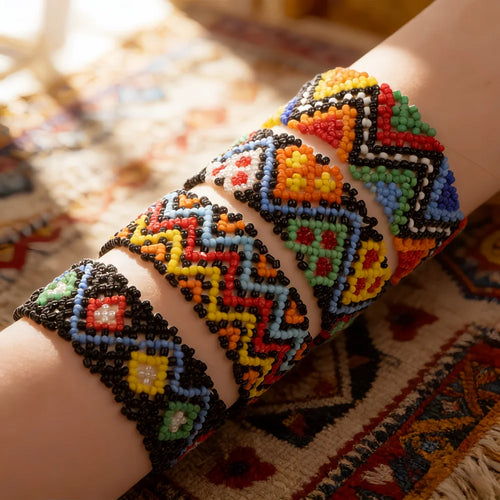 FBA Bohemian Multicolor Elastic Beaded Bracelet Set | Charm Jewelry