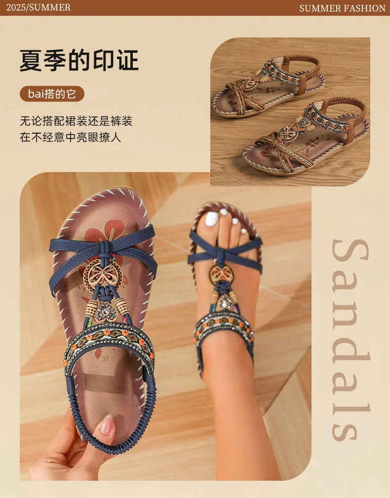 FBA Women's Plus Size Rhinestone Platform Sandals | Summer Fashion Shoes