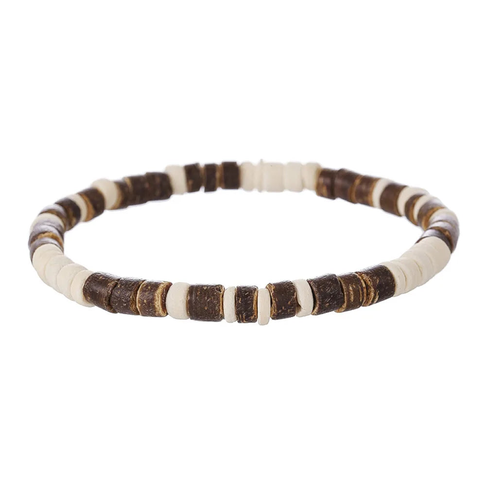 FBA Bohemian Blue Coconut Bead Men's Bracelet | Retro Party Jewelry
