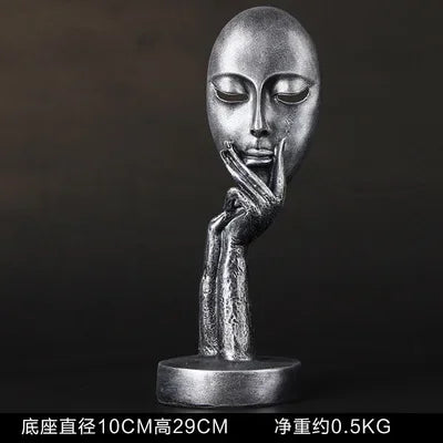 Resin Mask Art Sculpture | Modern Desk Ornament & Home Decor Statue