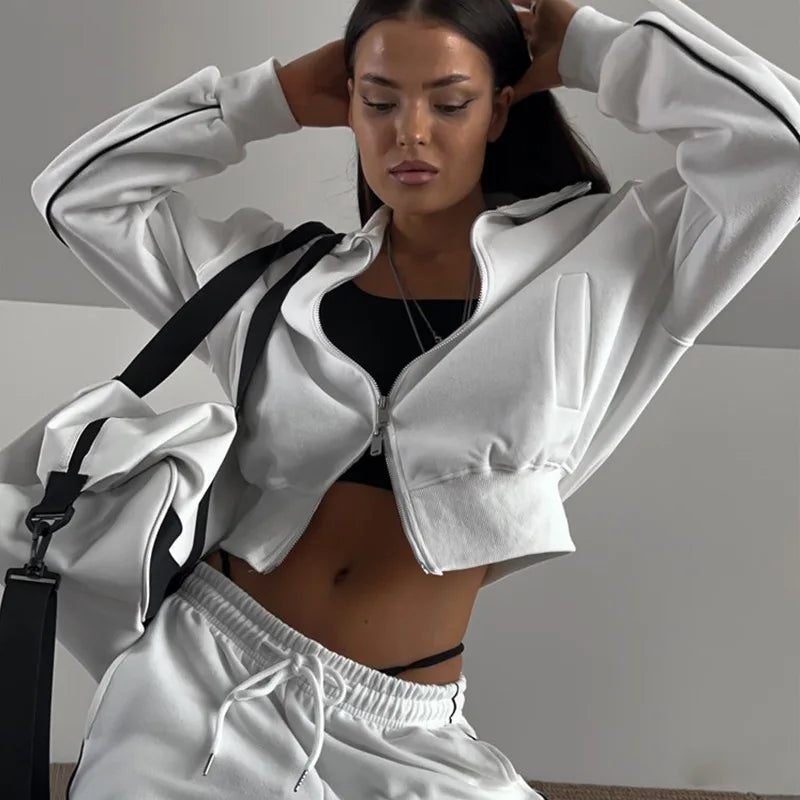 Women's Y2K 2-Piece Tracksuit Set – Zip Sports Jacket & Elastic Waist Jogger Pants | FBA Vibes