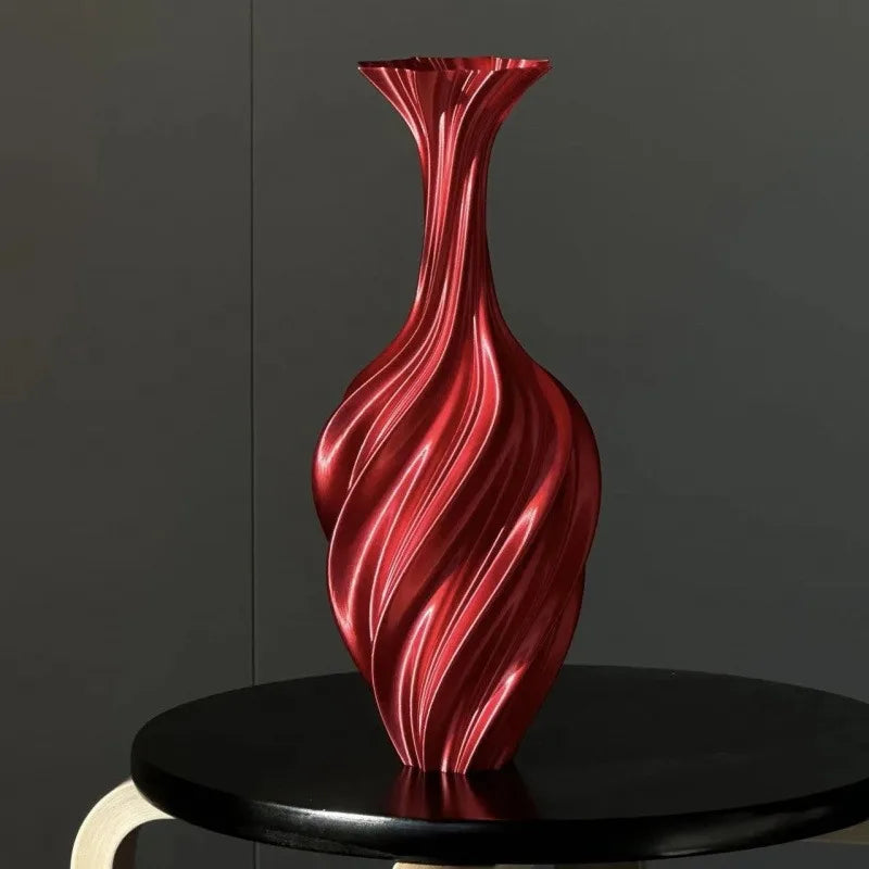 3D Printed Abstract Twisted Vase | Retro Nordic Minimalist Flower Arrangement Decor