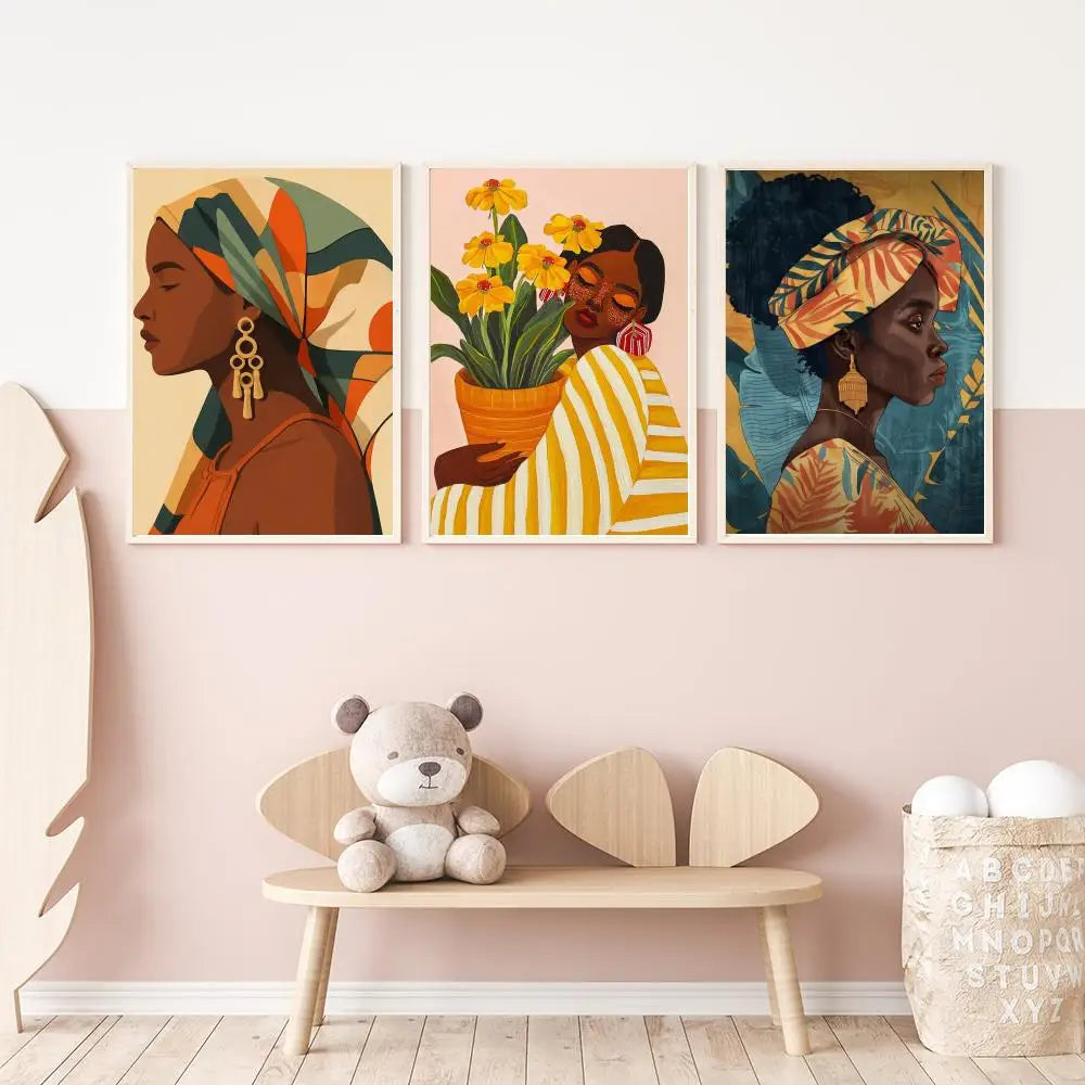 African Women Abstract Art Poster | HD Waterproof Self-Adhesive Wall Decor for Any Space