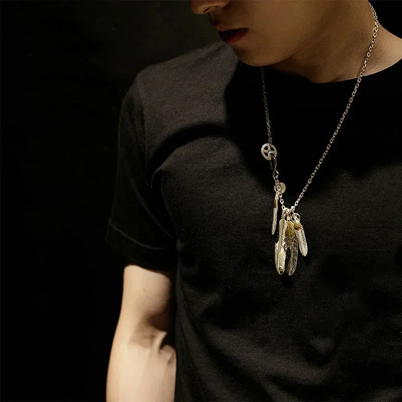 FBA Classic Feather Pendant Necklace Set | Hip Hop Punk Jewelry