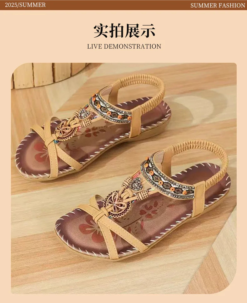 FBA Women's Plus Size Rhinestone Platform Sandals | Summer Fashion Shoes