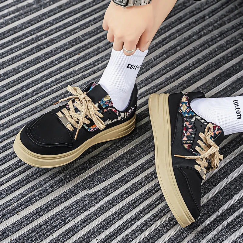 FBA Men's Low Top Breathable Board Shoes | Casual Thick Soled Sneakers