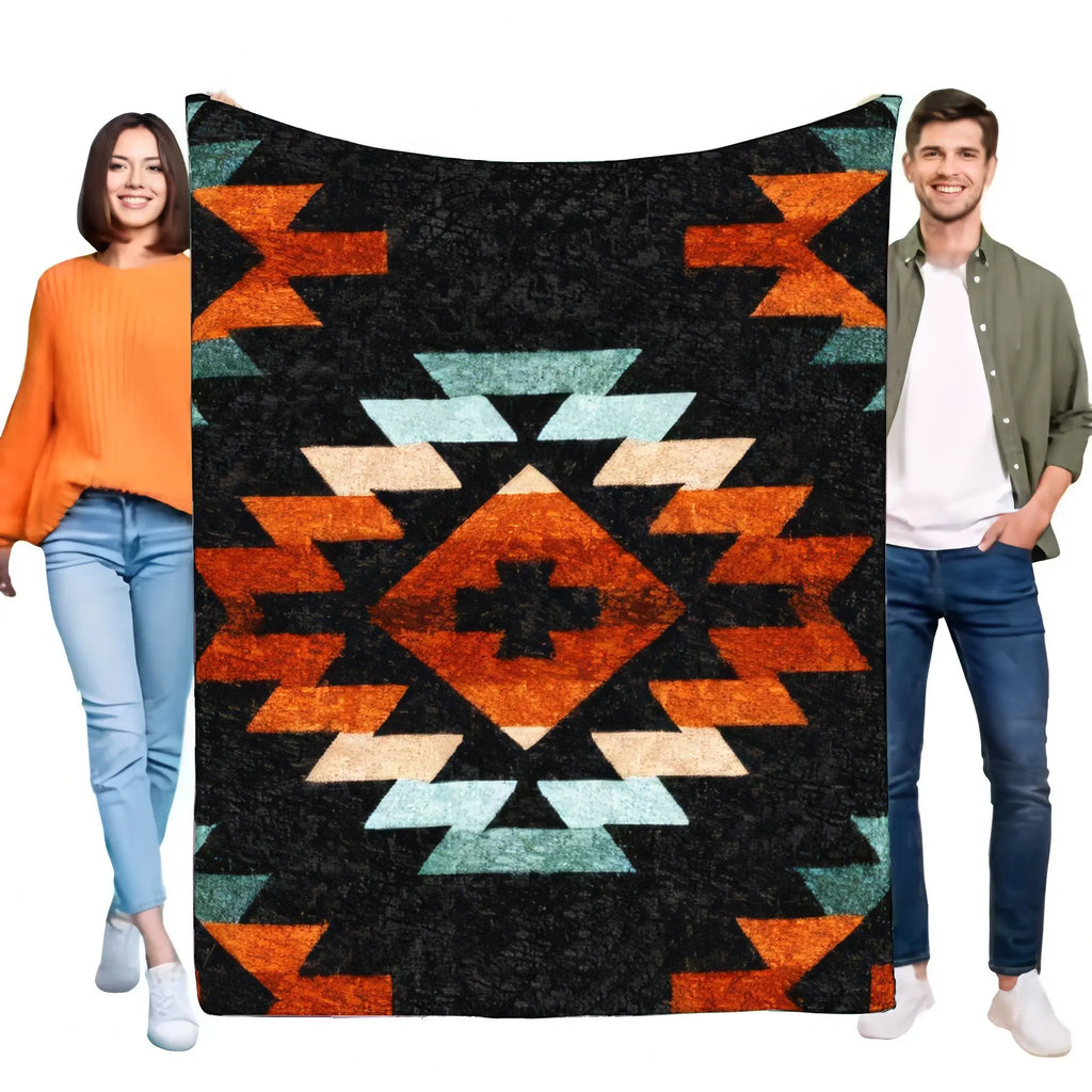 Southwestern Aztec Geometric Fleece Throw Blanket | FBA Vibes