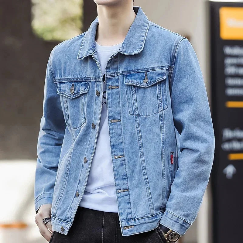 Men's Loose Fit Denim Jacket – Casual Workwear | 4 Colors | S–5XL | FBA Vibes
