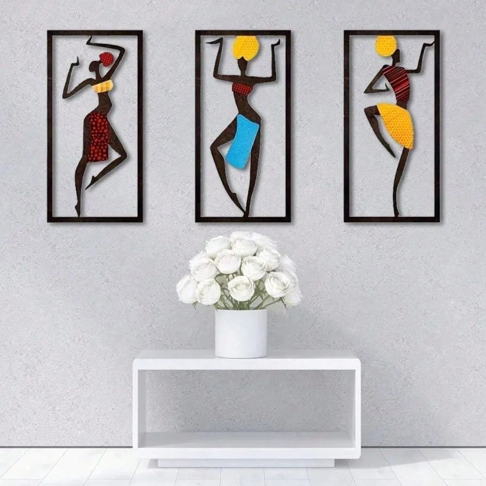Bohemian Macrame Wall Hanging | African Dancer Fiber Art Sculpture for Living Room & Bedroom