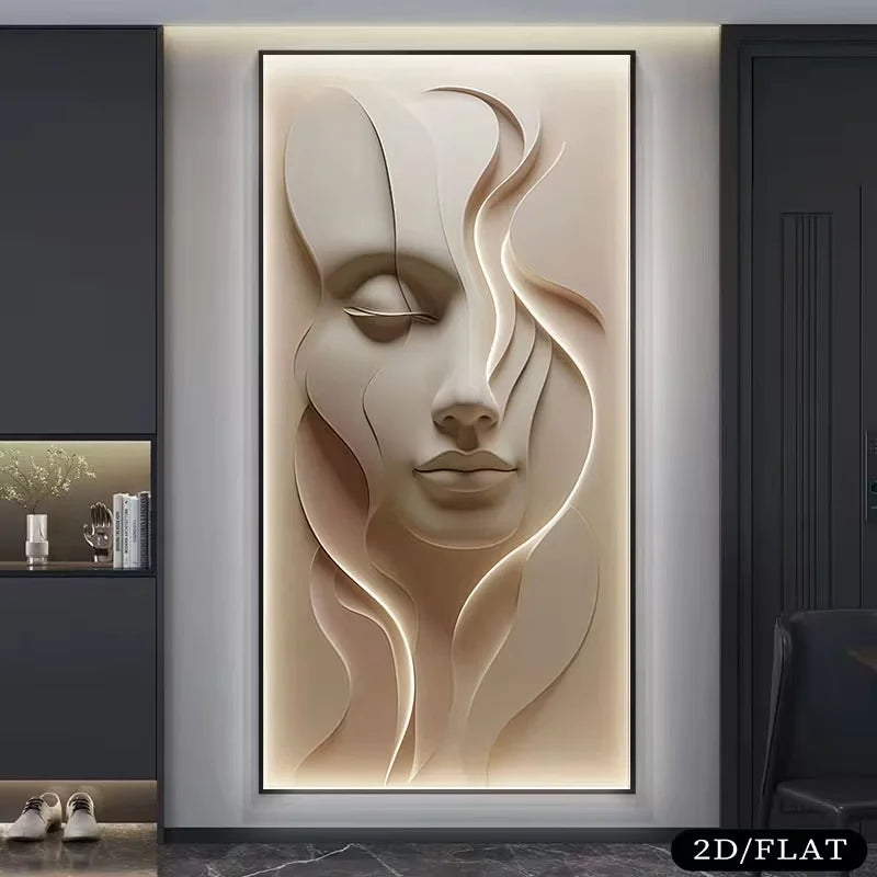 Abstract Face Canvas Print | Soft Pink Modern Wall Art | FBA Vibes