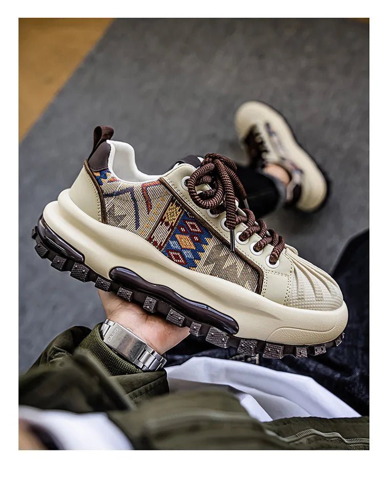 FBA Men's Low Top Thick Soled Platform Sneakers | Casual Sports Shoes
