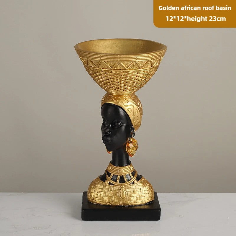 African Girl Ethnic Style Resin Ornament | Creative Character Sculpture for Home & Office Decor