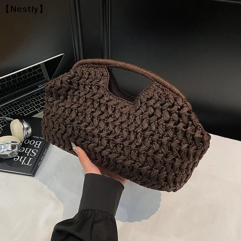 Elegant Woven Straw Underarm Shoulder Bag for Women – Versatile Beach Evening Handbag & Gift