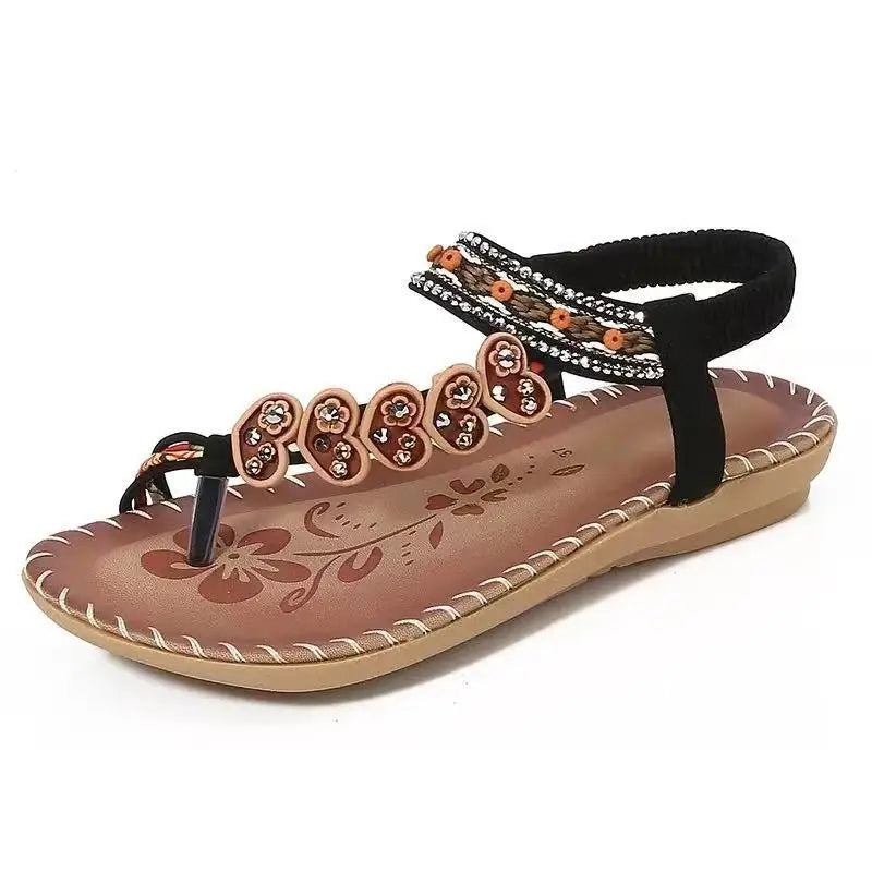 FBA Women's Bohemian Platform Flat Sandals | Plus Size Beach Shoes