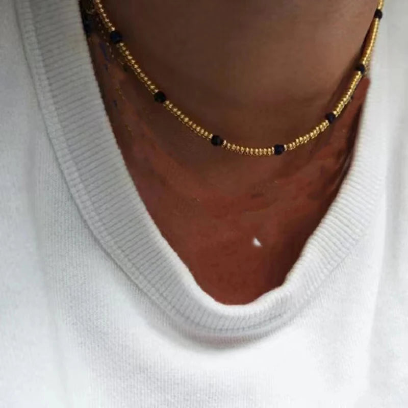 FBA Bohemian Gold Beads Pearl Pendant Necklace | Beach Vacation Jewelry