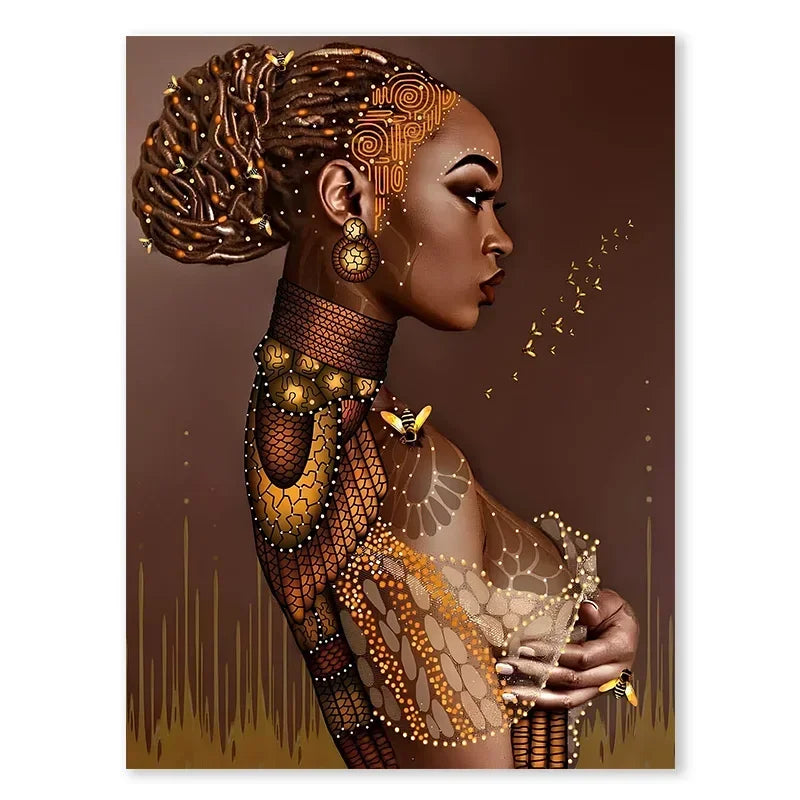 African Woman Canvas Painting | Black Women Wall Art Poster