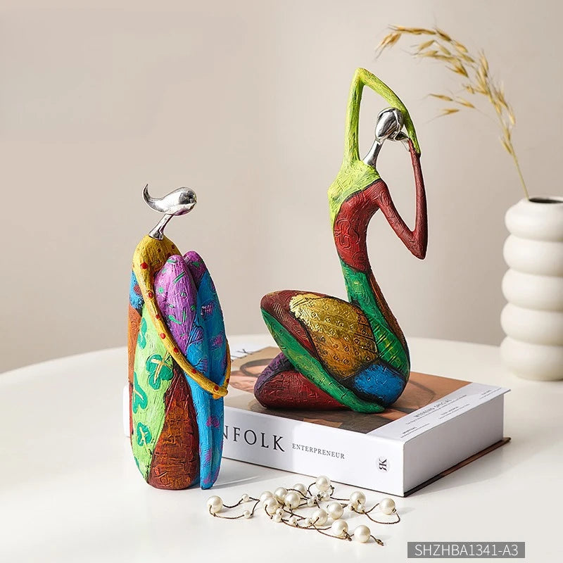 Abstract Female Sculpture | Hand-Painted Resin Art Figurine for Living Room, Desk & Home Decor