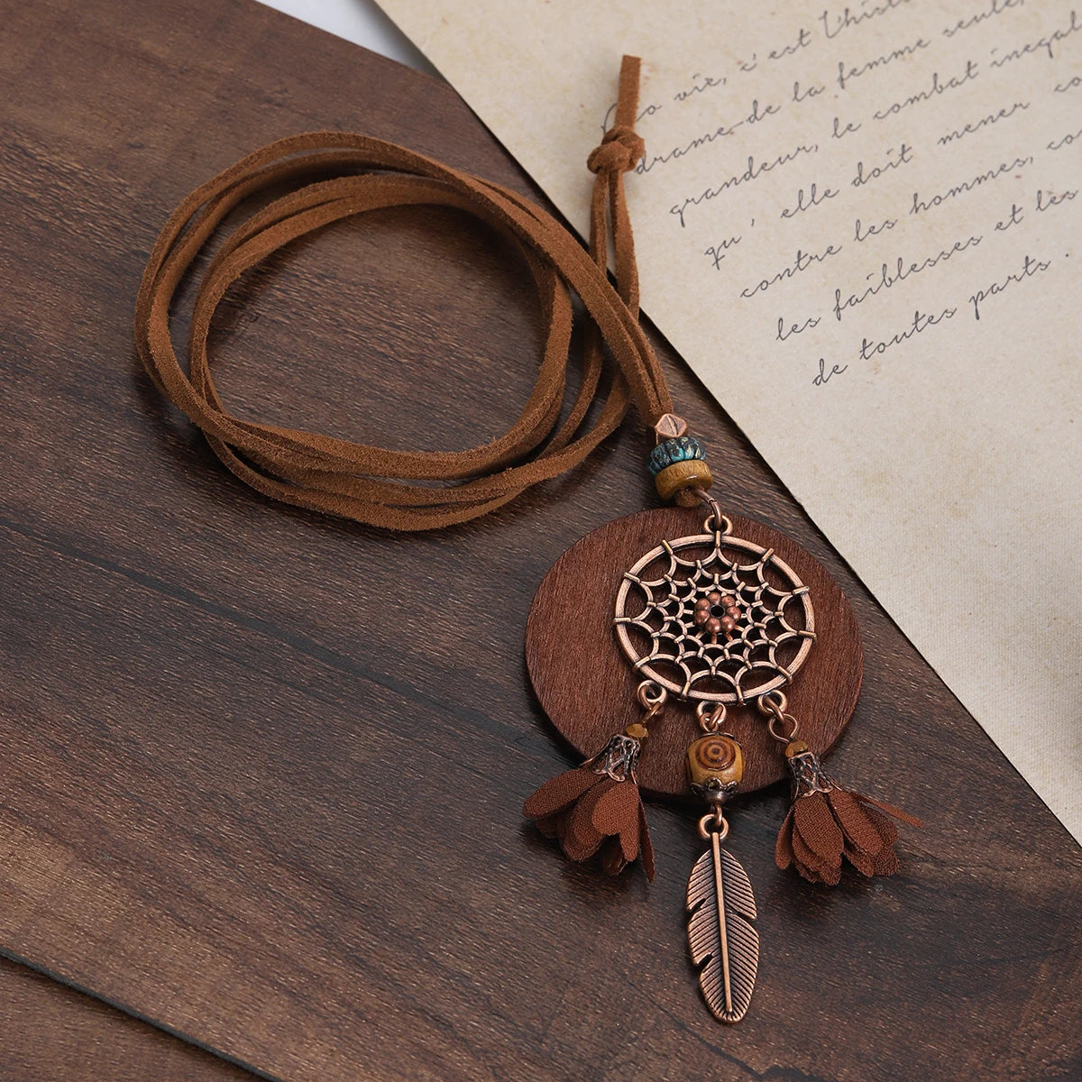 FBA Dream Catcher Feather Boho Leather Necklace | Women's Jewelry Gift