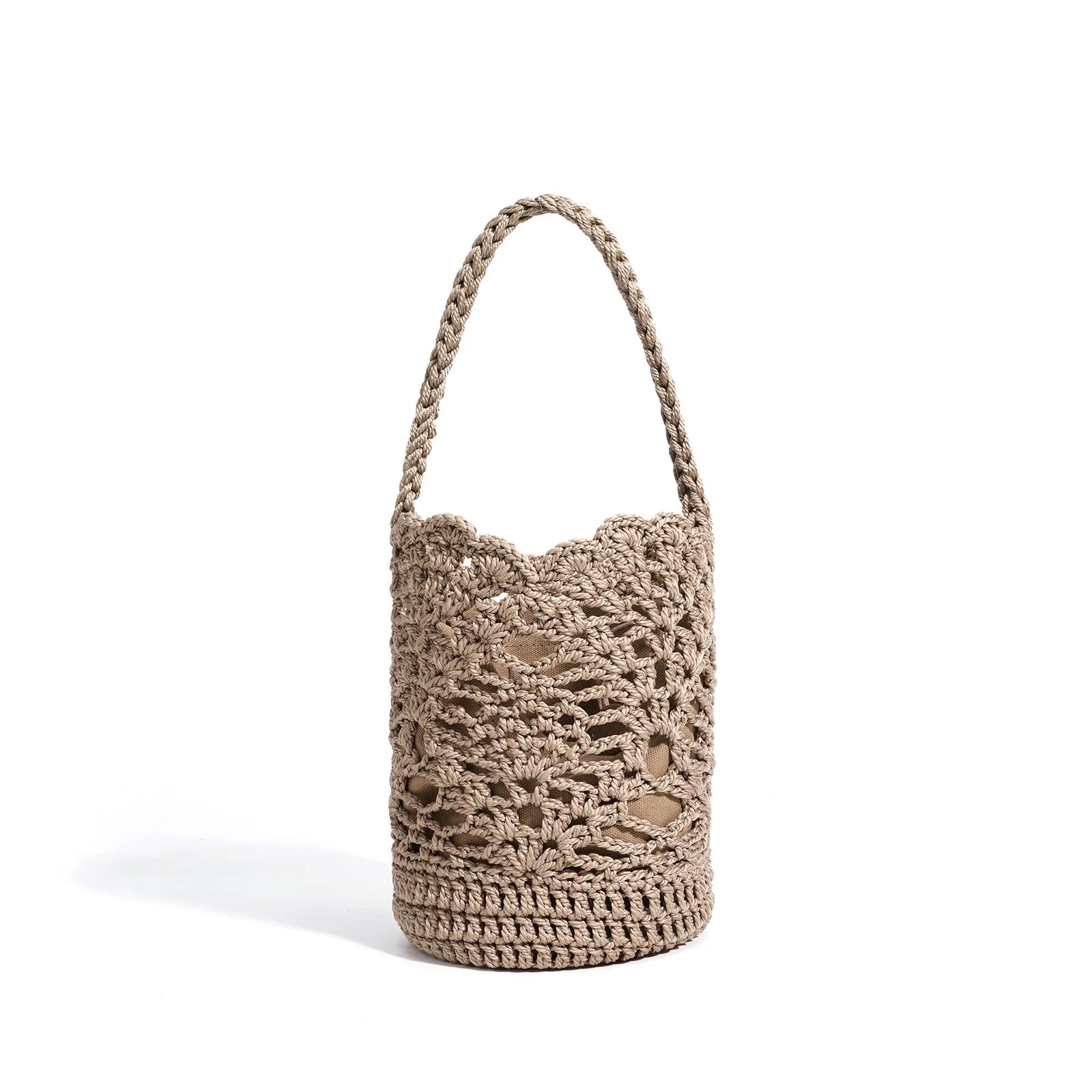 Women's Mini Woven Cutout Bucket Crossbody Bag – Boho Beach Summer Vacation Shoulder Purse