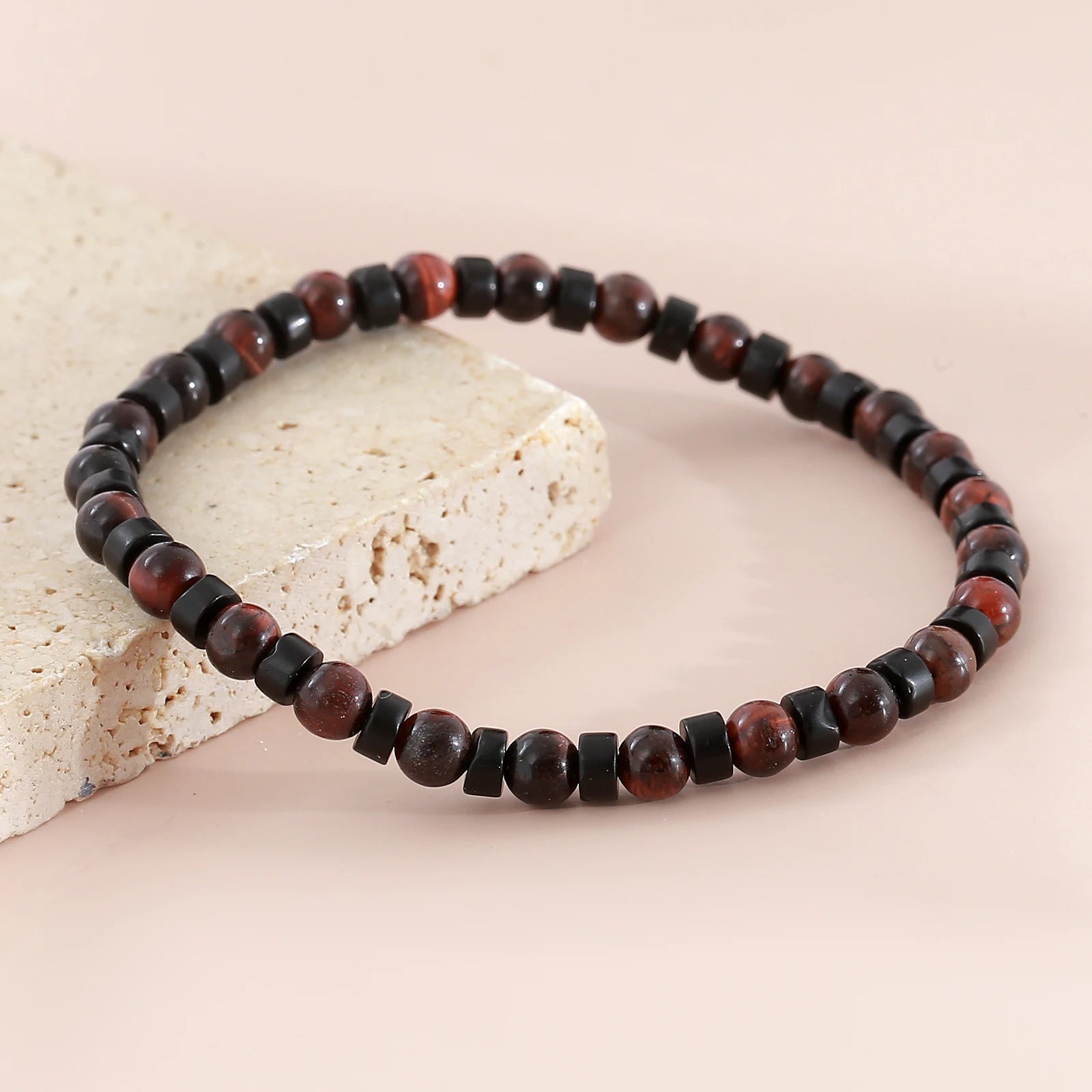 FBA Men's Natural Stone Beaded Elastic Bracelet | Handmade Jewelry Gift