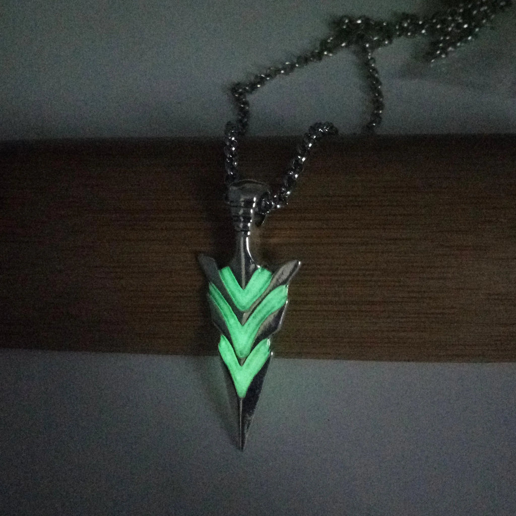 FBA Luminous Glowing Arrow Pendant Necklace | Hip Hop Knight Spear Jewelry