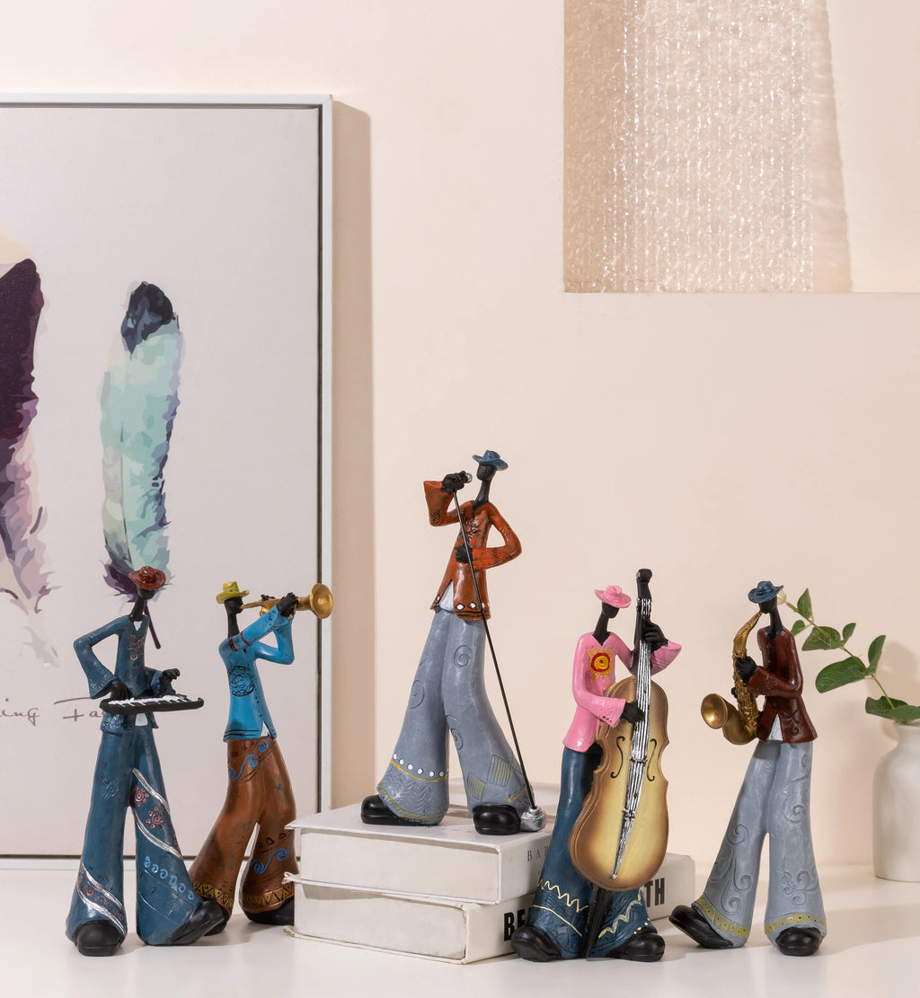 American Jazz Band Musician Resin Figurine | Nordic Arts & Crafts Statue for Living Room, Study & Office Decor