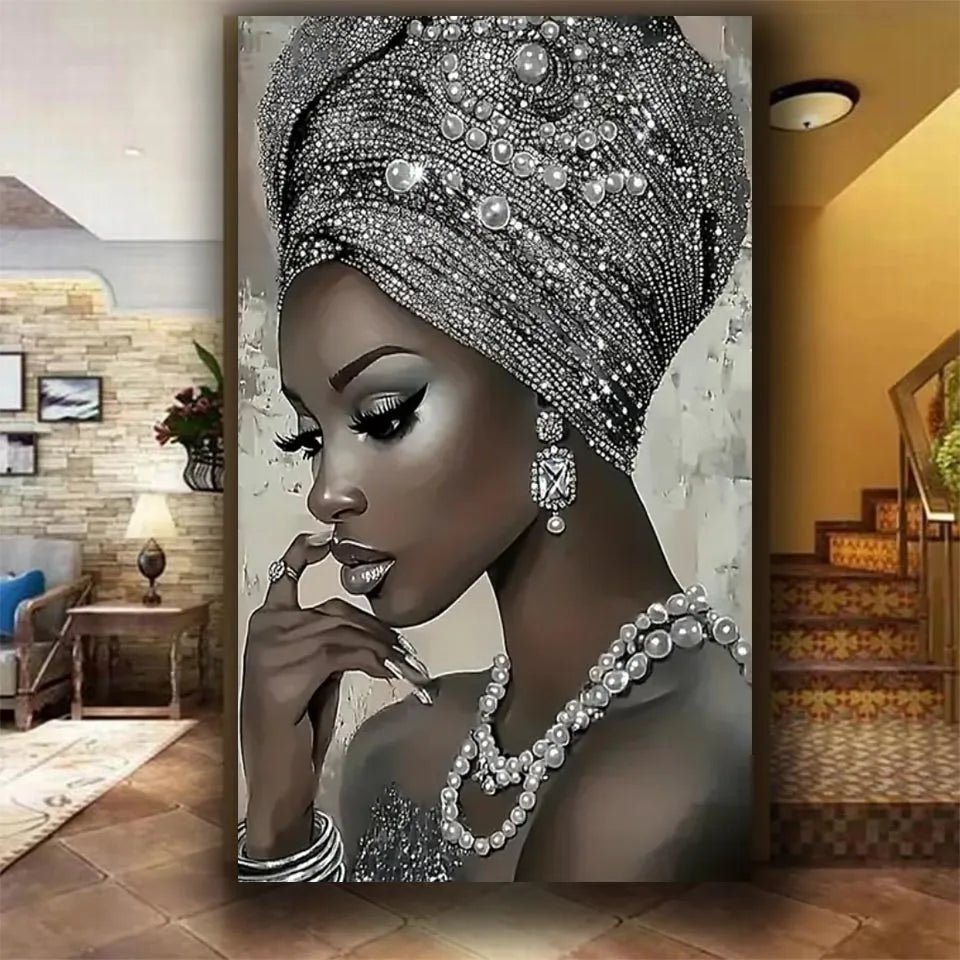 African American Woman Diamond Painting Kit | DIY Mosaic Art | FBA Vibes