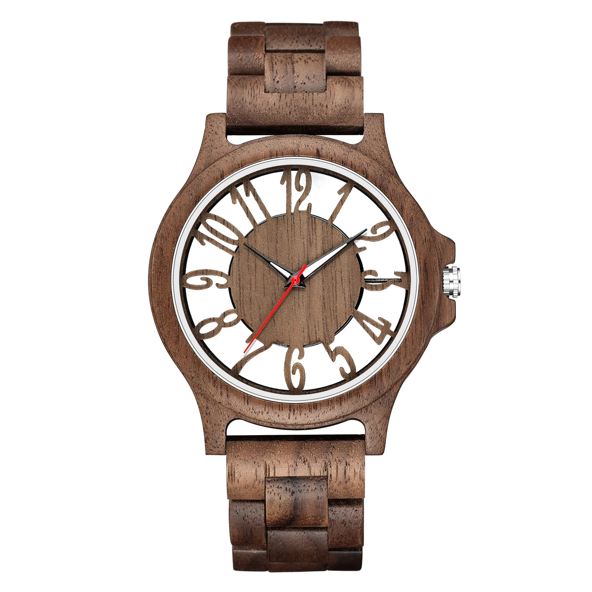 FBA Unisex Hollow Style Wood Watch | Big Dial Quartz Wooden Wristwatch