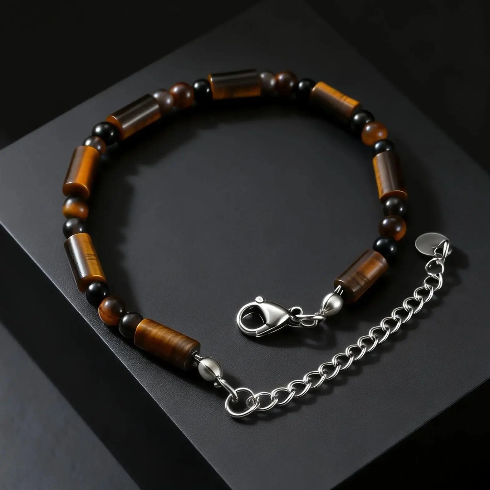FBA Natural Stone Agate Tiger Eye Bracelet | Stainless Steel Jewelry Gift