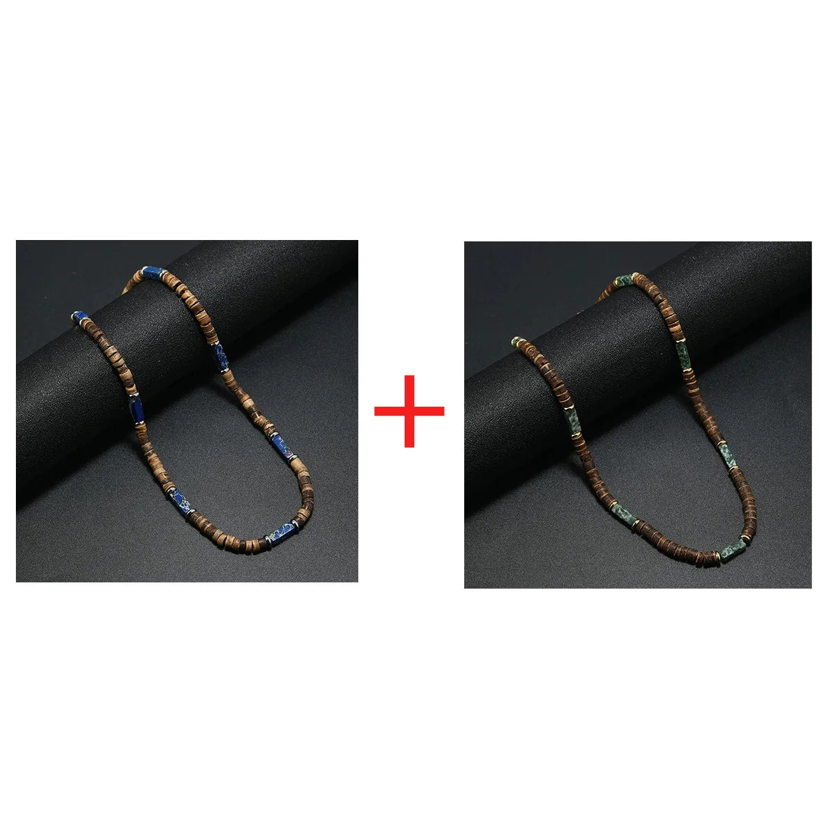 FBA Men's Wood Bead Natural Stone Necklace | Retro Summer Jewelry