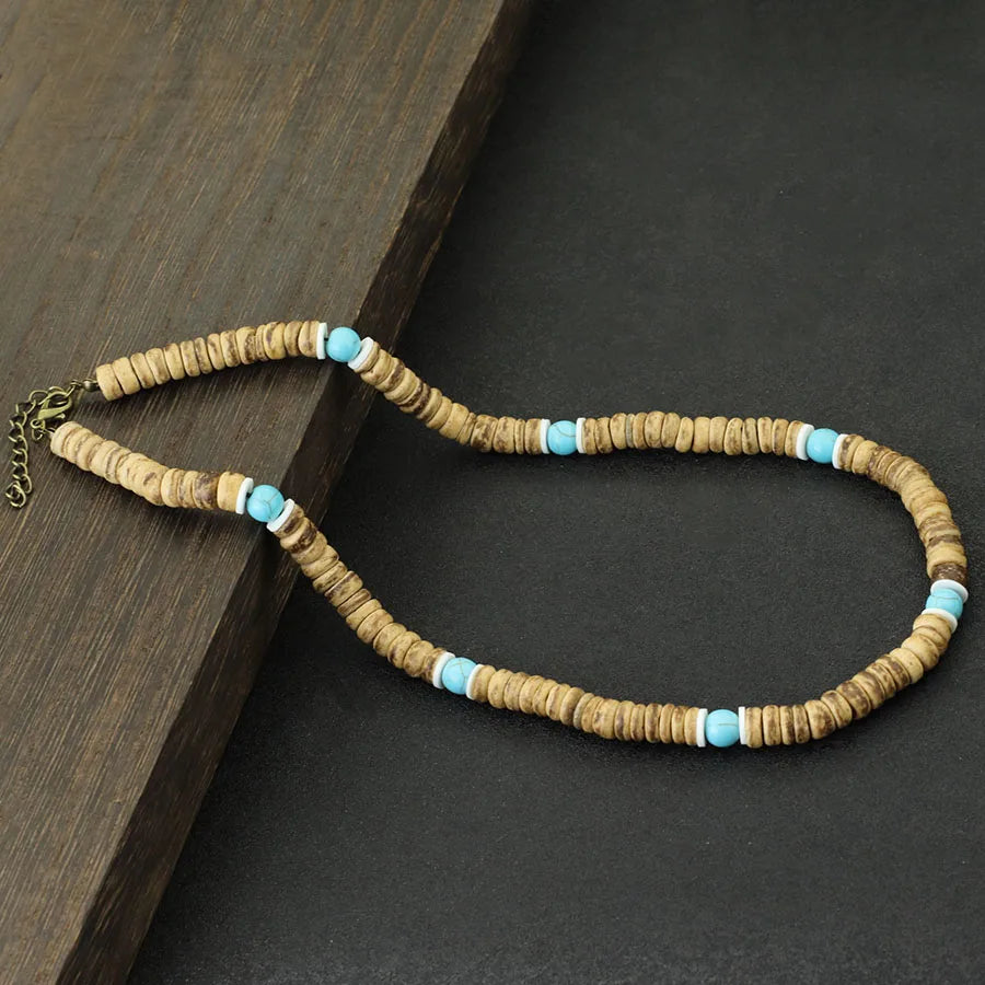 FBA Handmade Coconut Wood Healing Stone Choker | Men's Jewelry