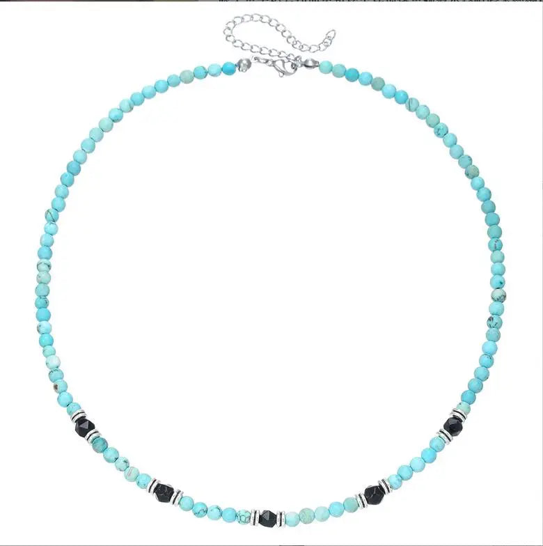 FBA Blue Beads Pendant Necklace for Men | Fashion Collar Jewelry