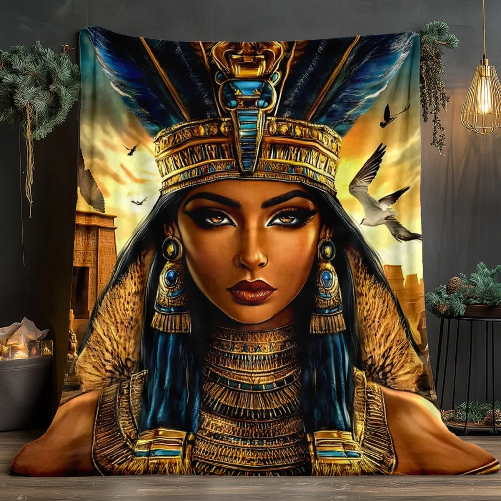 Egypt Queen Cleopatra Fleece Throw Blanket | FBA Vibes