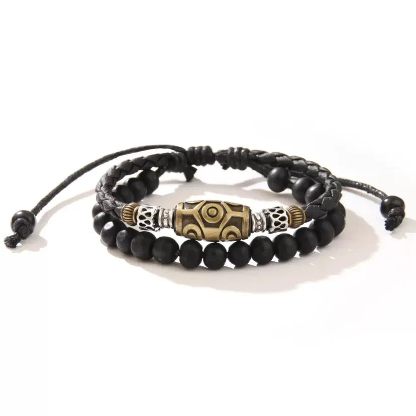 FBA Punk Retro Wax Rope Antique Pendant Necklace | Men's Collarbone Chain
