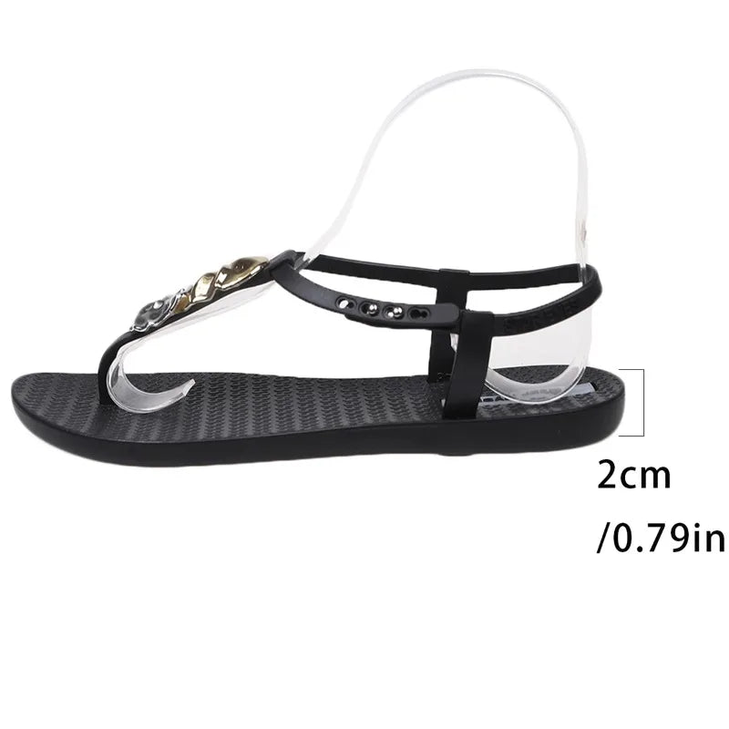 FBA Women's Clip Toe Metal Buckle Flat Sandals | Anti-Slip Summer Shoes