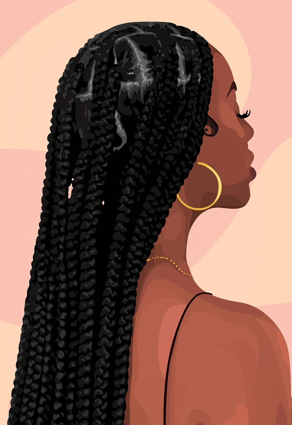 Hip Hop Black Girl Gold Jewelry Canvas Print | Afro Wall Art | FBA Vibes