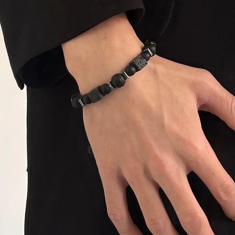 FBA Classic Black Natural Stone Adjustable Bracelet | Unisex Jewelry