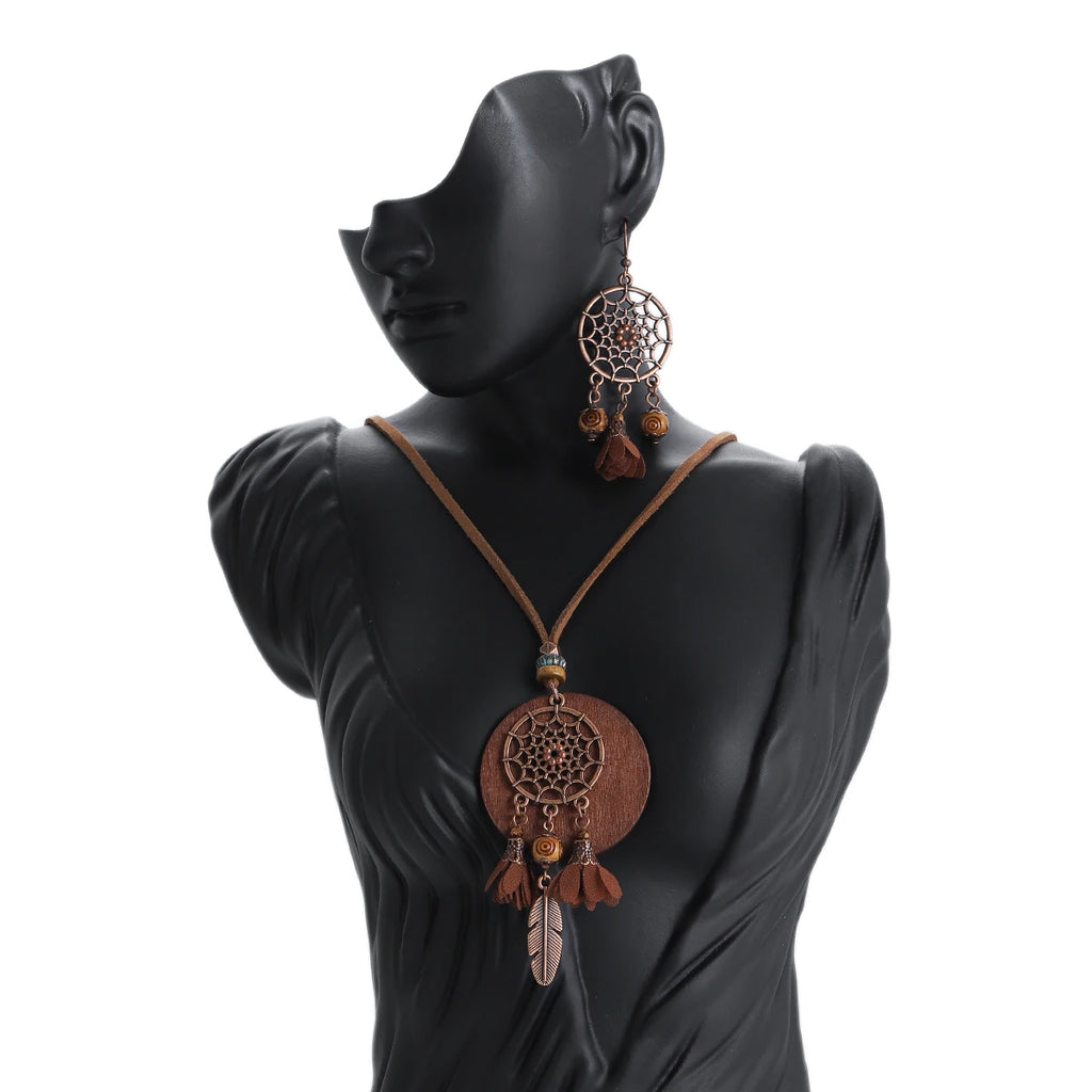 FBA Dream Catcher Feather Boho Leather Necklace | Women's Jewelry Gift